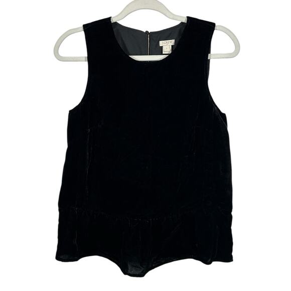 J. Crew Black Velvet Sleeveless Peplum Top Size 2 Y2K Grunge Academia Style - Picture 3 of 14